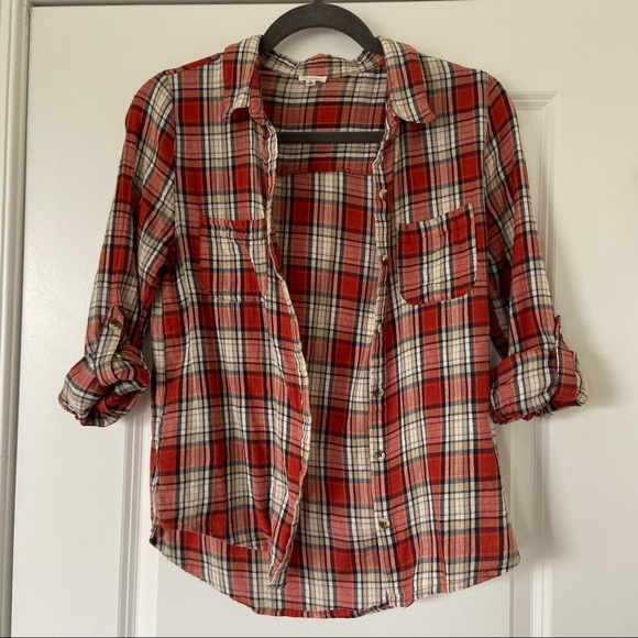 En Creme Tops - En Creme Plaid Button Down Shirt